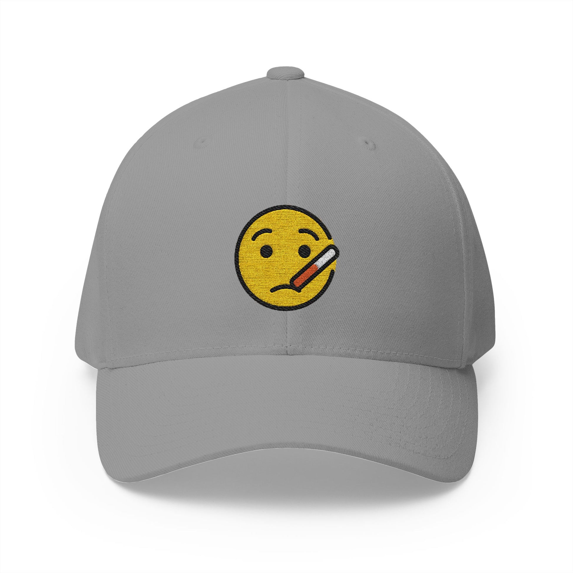 Face With Thermometer Emoji Grey Cap – Premium by Capmoji