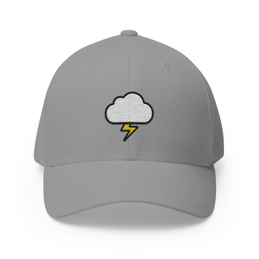Cloud With Lightning Emoji Grey Cap – Premium by Capmoji