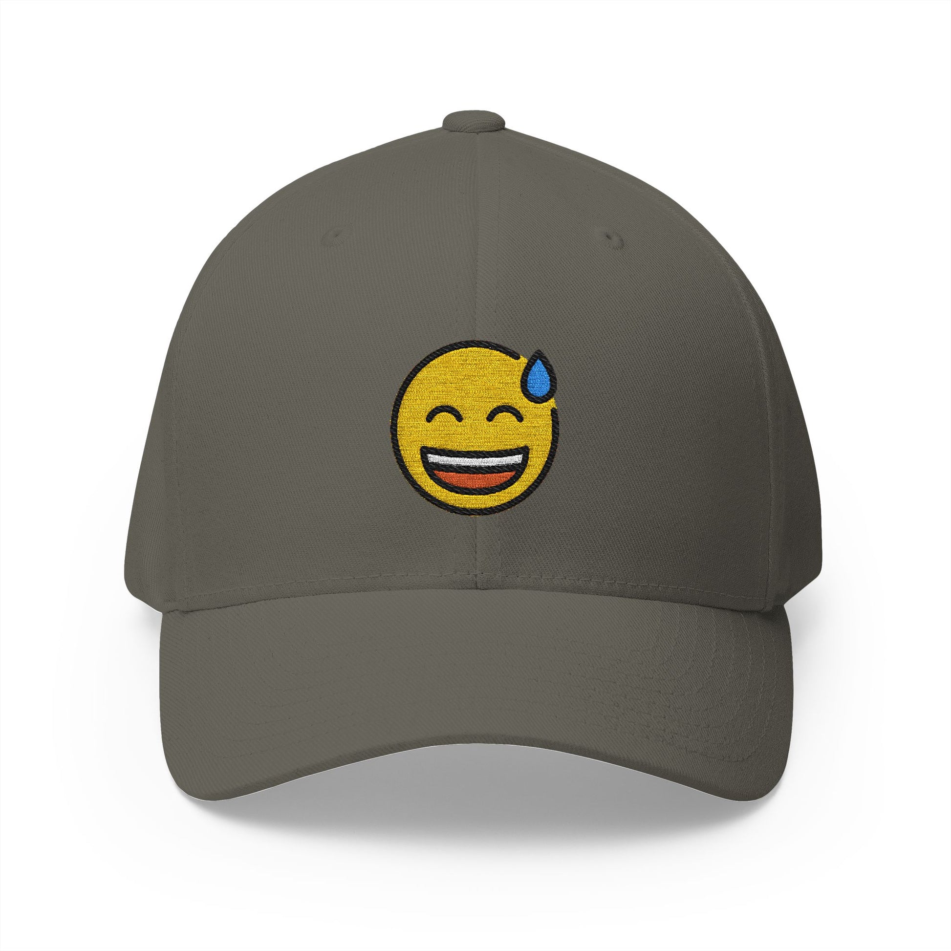 Grinning Face With Sweat Emoji Olive Cap – Premium by Capmoji