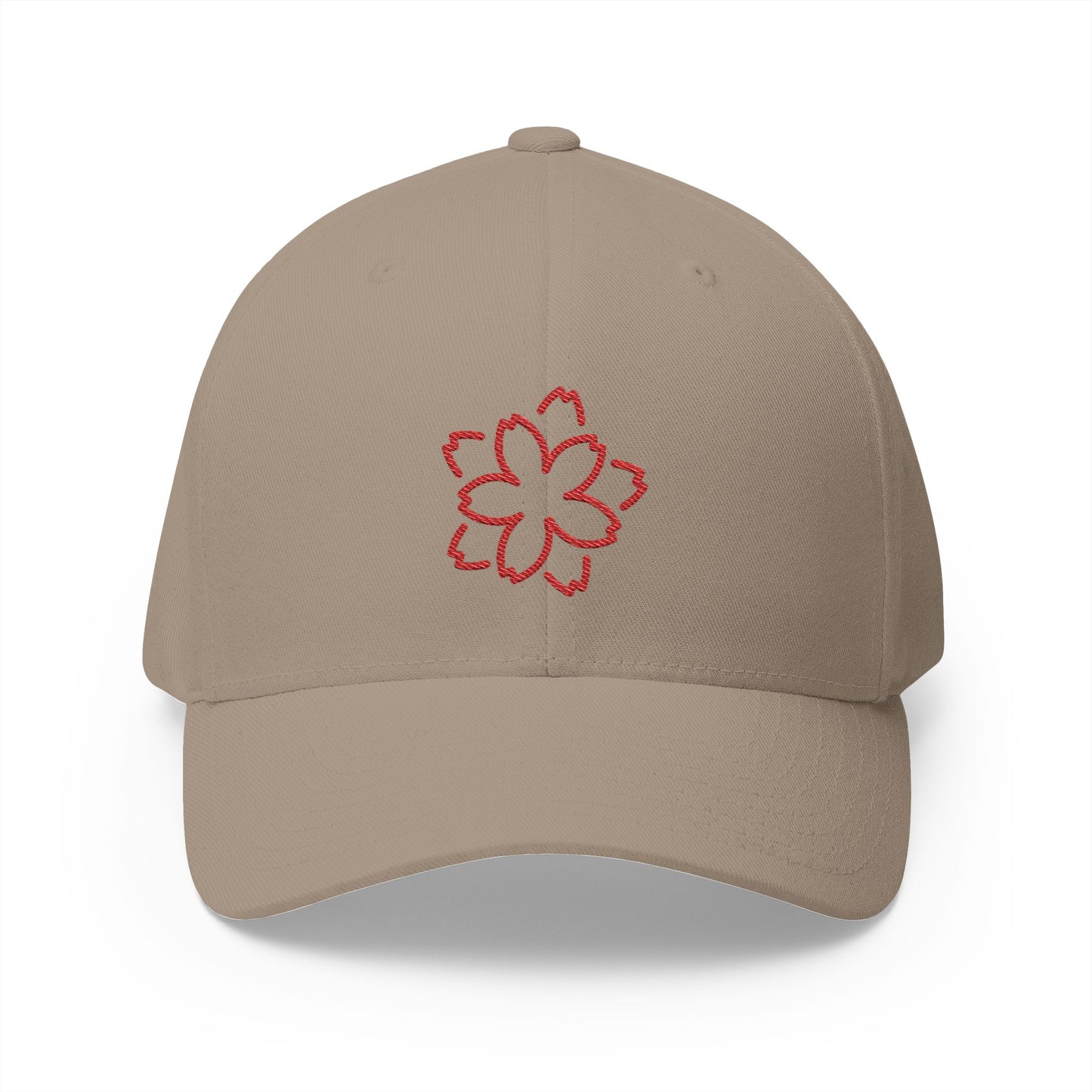 White Flower Emoji Khaki Cap – Premium by Capmoji