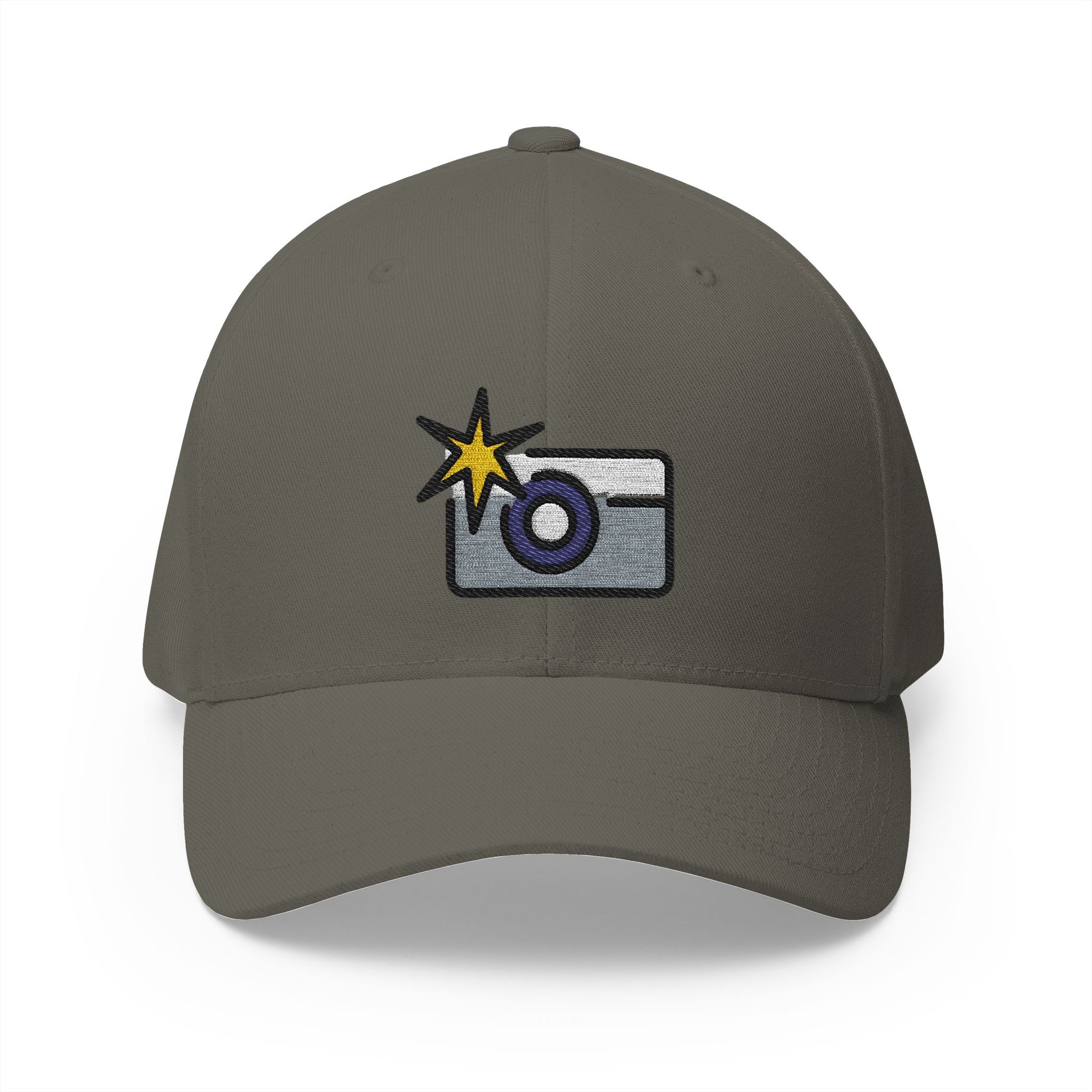 Camera With Flash Emoji Olive Cap – Premium by Capmoji