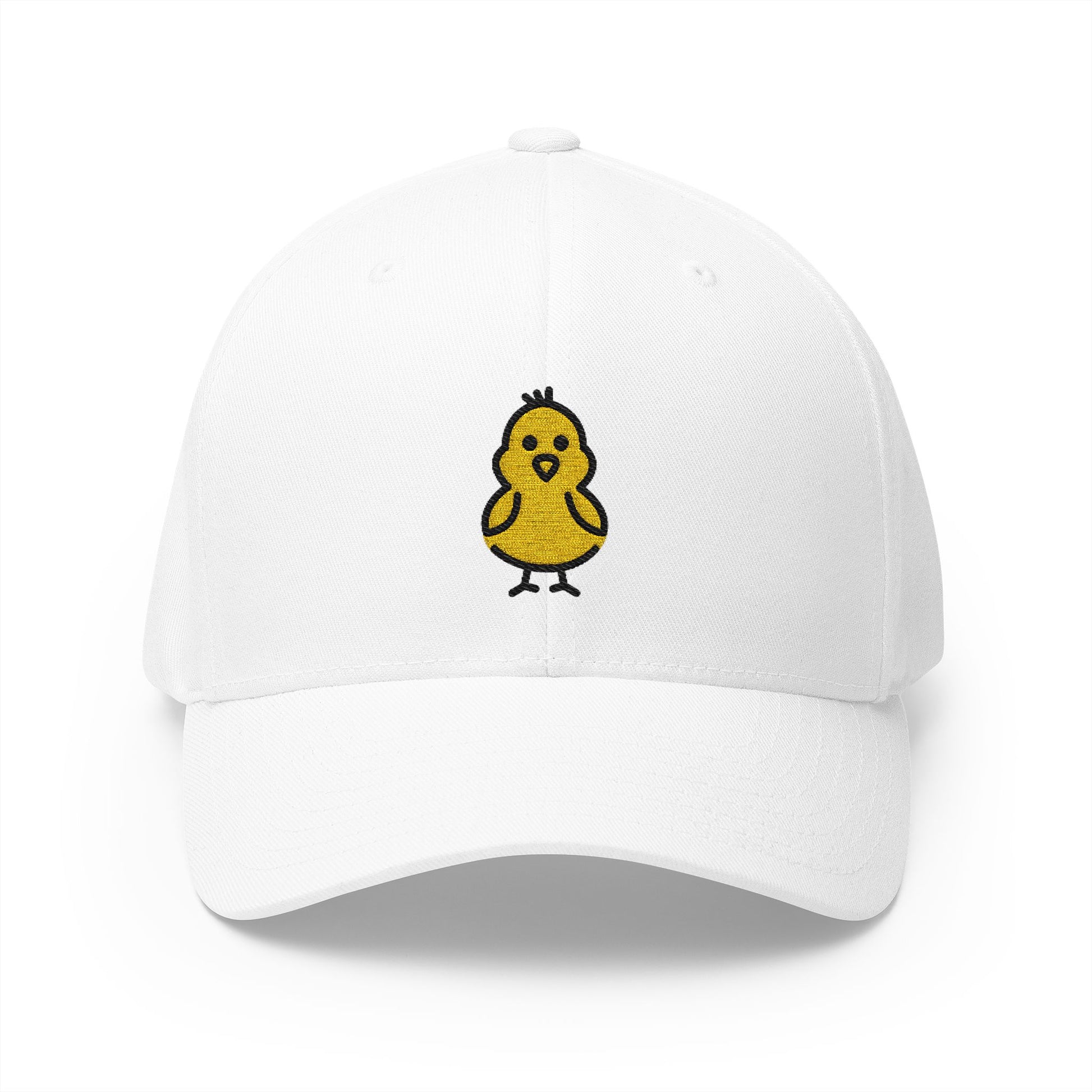 Front-Facing Baby Chick Emoji White Cap – Premium by Capmoji
