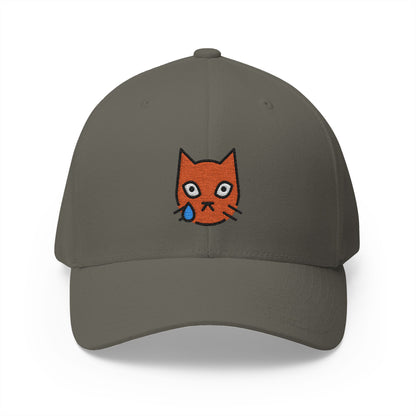 Crying Cat Emoji Olive Cap – Premium by Capmoji