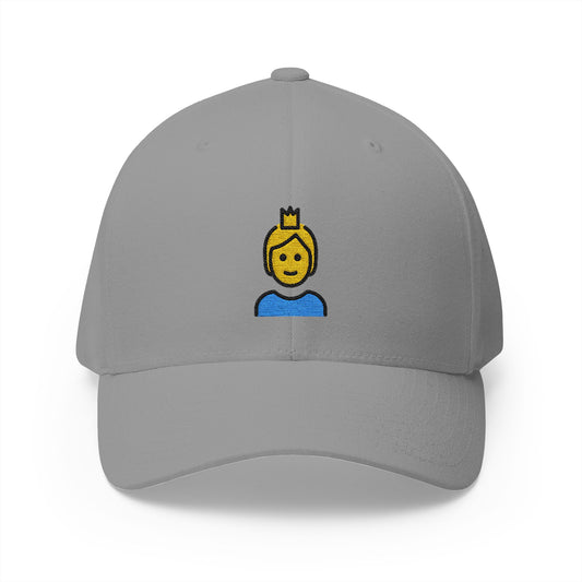 Person With Crown Emoji Grey Cap – Premium by Capmoji