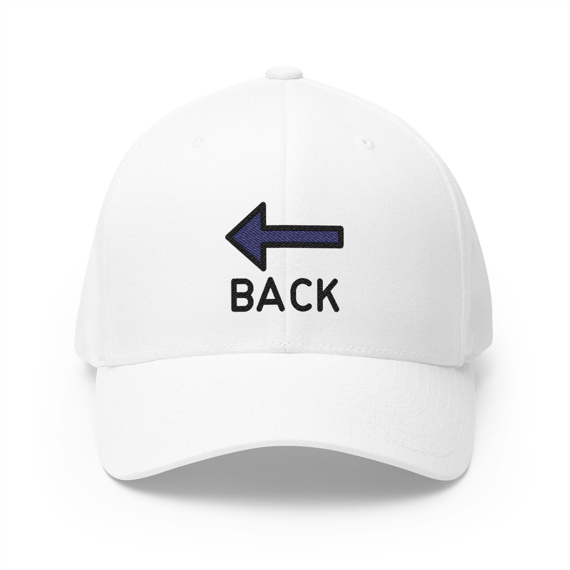 Back Arrow Emoji White Cap – Premium by Capmoji