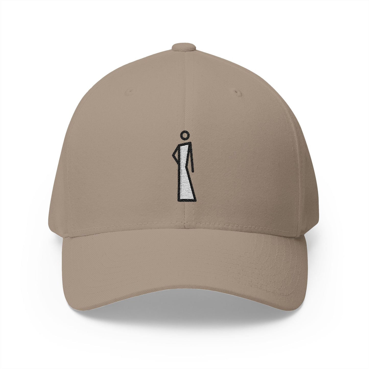 Stick Figure With Dress Leaning Left Emoji Khaki Cap – Premium by Capmoji