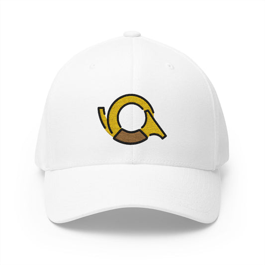 Postal Horn Emoji White Cap – Premium by Capmoji