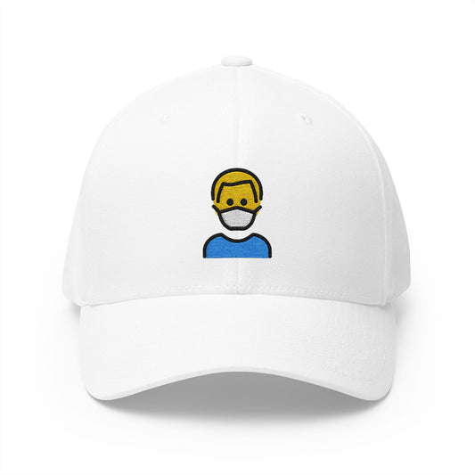 Man With Medical Mask Emoji White Cap – Premium by Capmoji