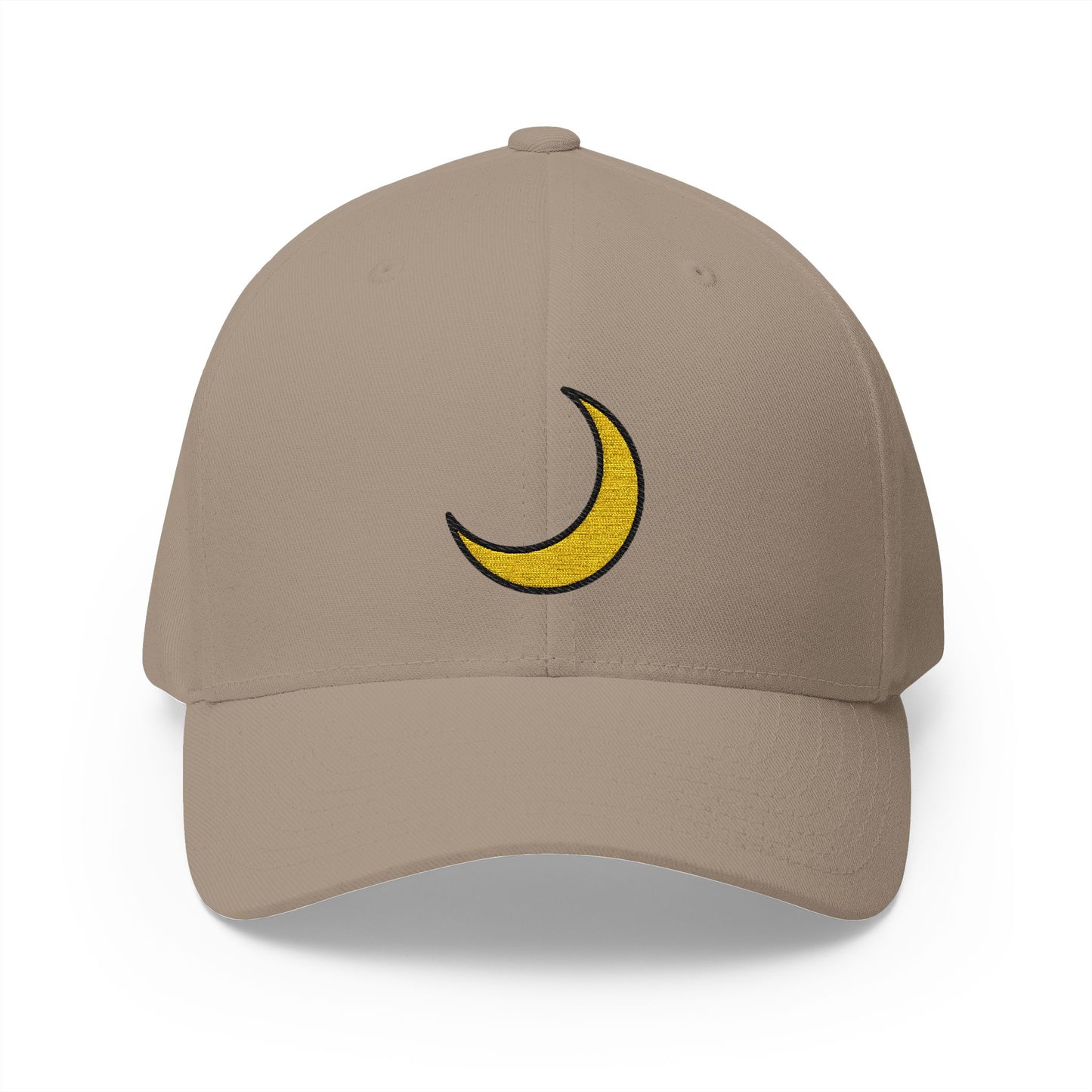 Crescent Moon Emoji Khaki Cap – Premium by Capmoji