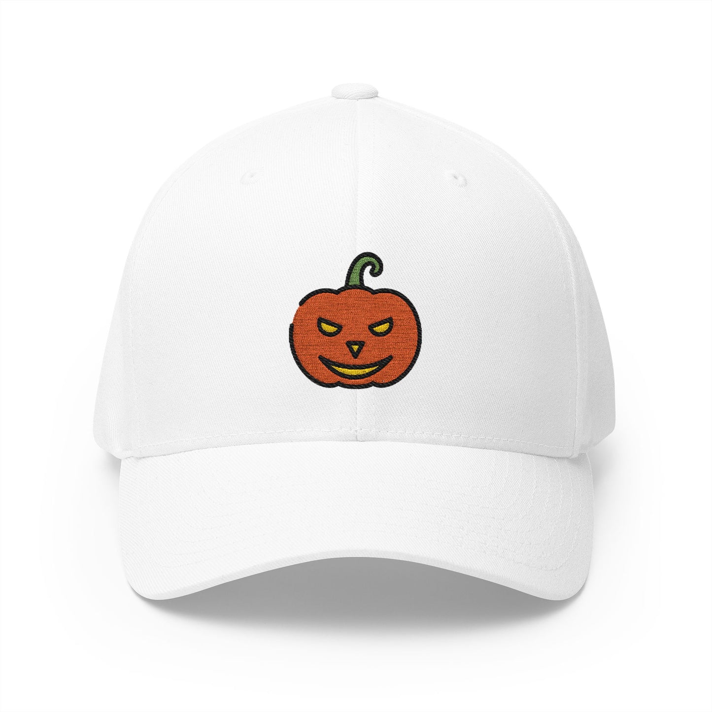 Jack-O-Lantern Emoji White Cap – Premium by Capmoji