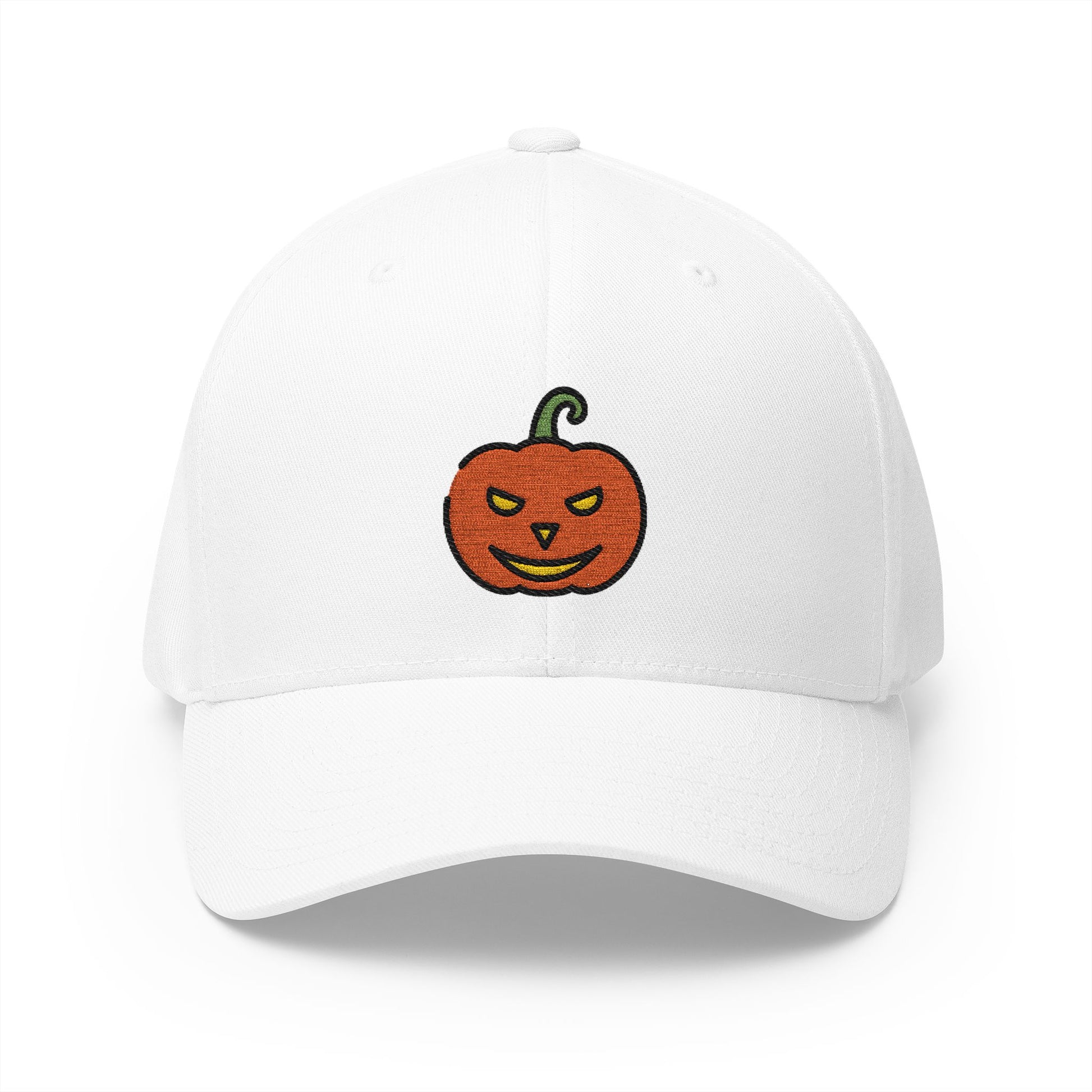 Jack-O-Lantern Emoji White Cap – Premium by Capmoji