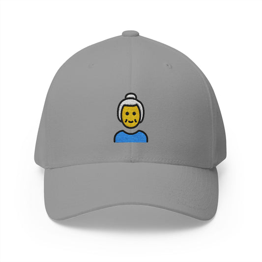 Old Woman Emoji Grey Cap – Premium by Capmoji