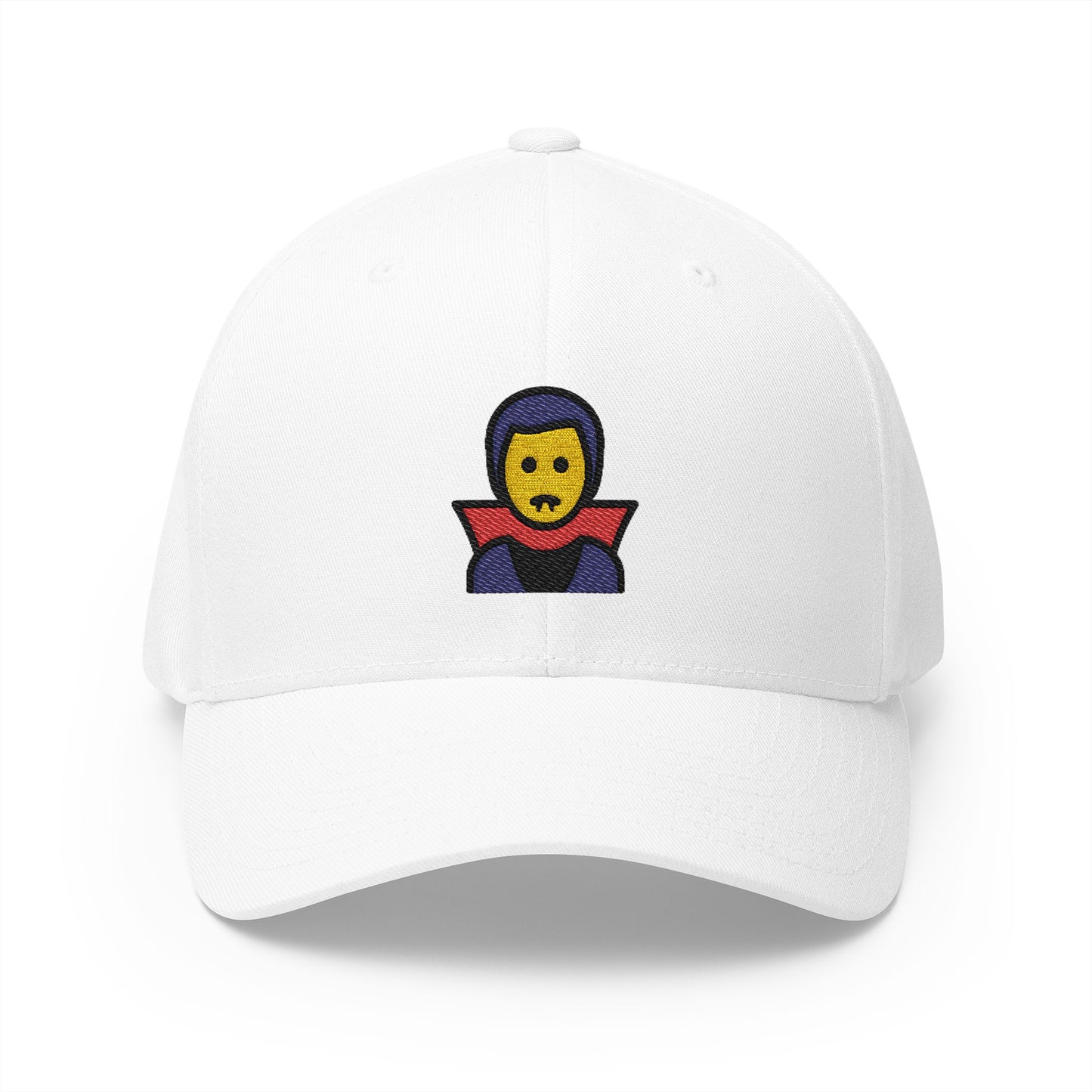 Man Vampire Emoji White Cap – Premium by Capmoji