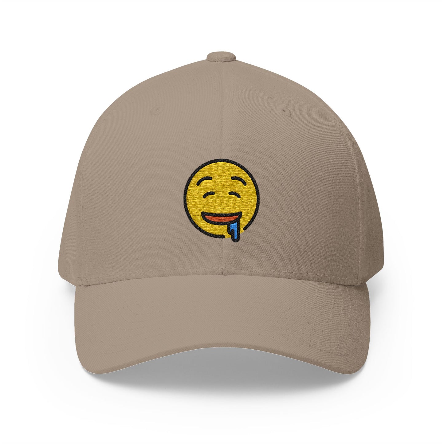 Drooling Face Emoji Khaki Cap – Premium by Capmoji