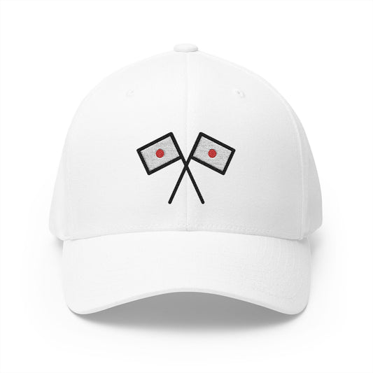 Crossed Flags Emoji White Cap – Premium by Capmoji