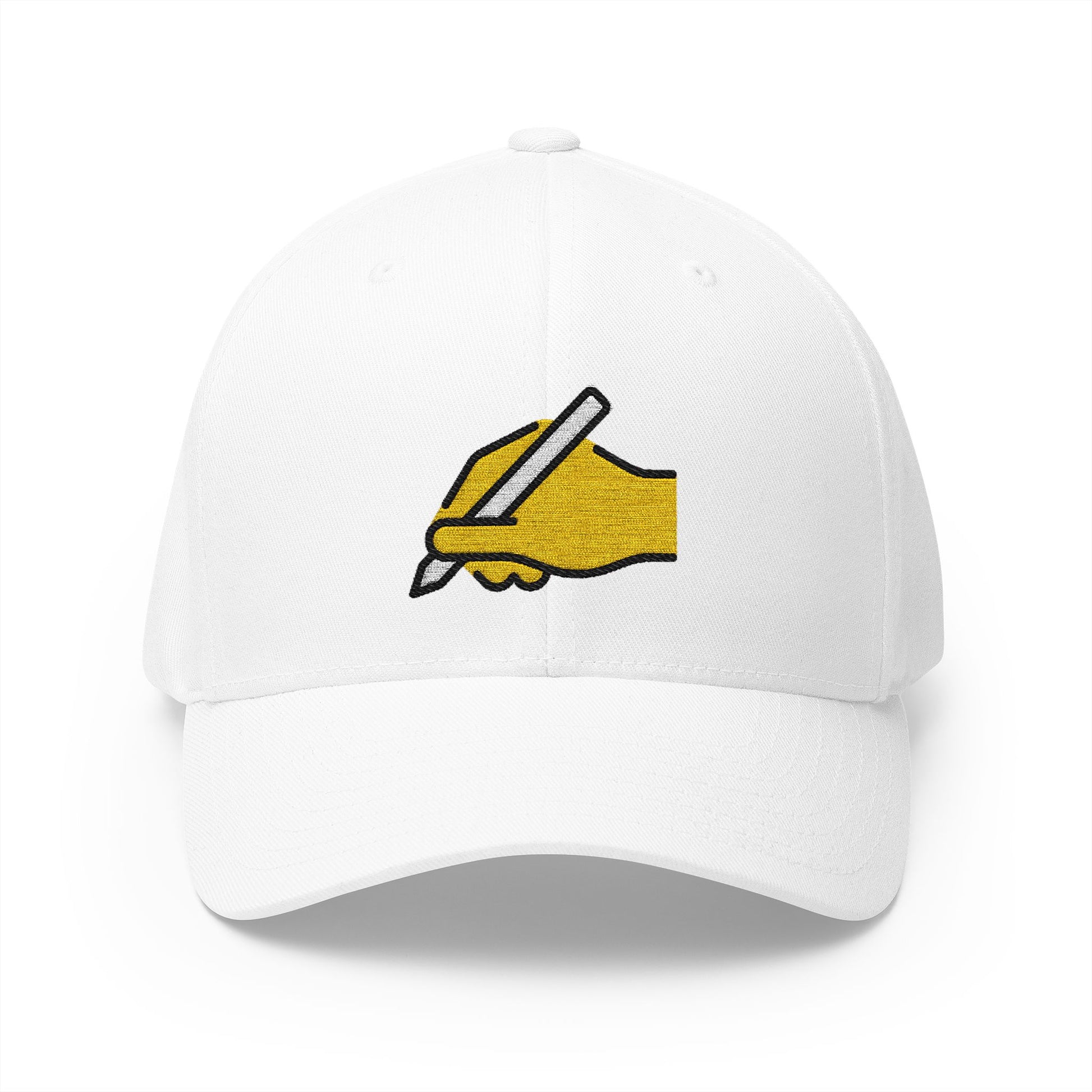 Writing Hand Emoji White Cap – Premium by Capmoji