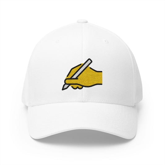 Writing Hand Emoji White Cap – Premium by Capmoji