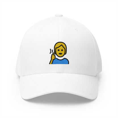 Deaf Person Emoji White Cap – Premium by Capmoji