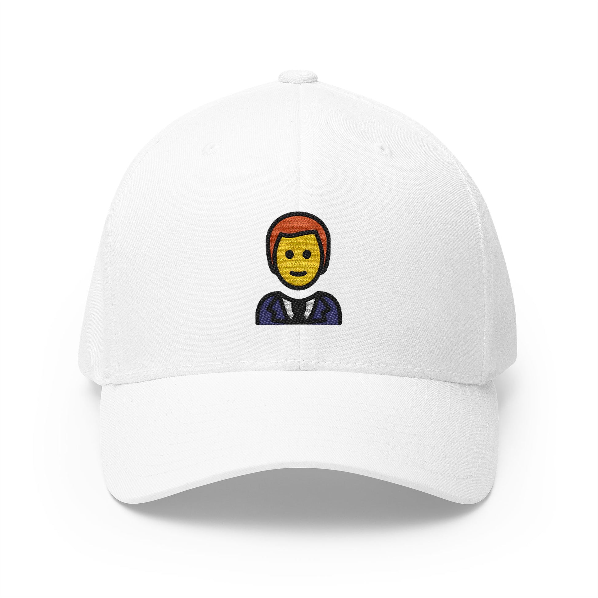 Man In Tuxedo Emoji White Cap – Premium by Capmoji