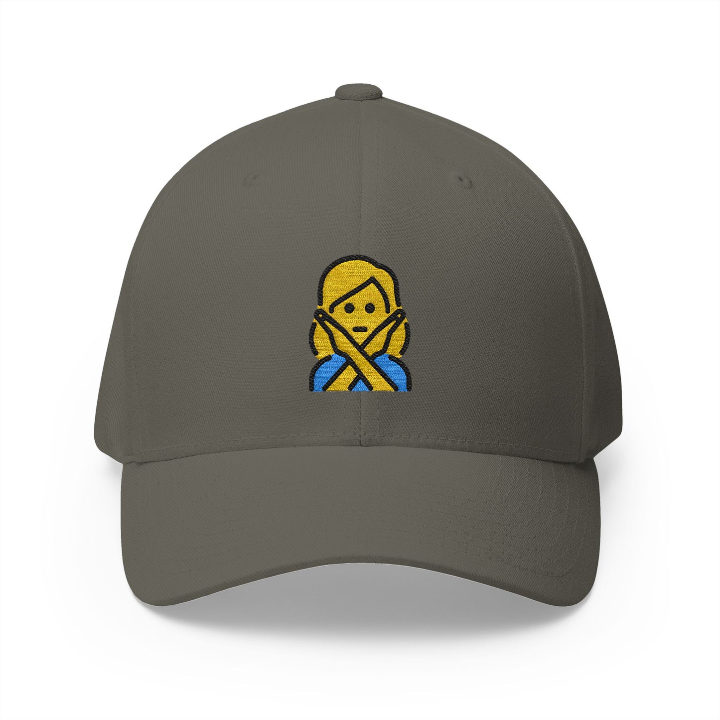 Woman Gesturing No Emoji Olive Cap – Premium by Capmoji