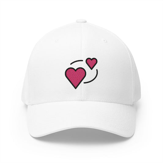 Revolving Hearts Emoji White Cap – Premium by Capmoji