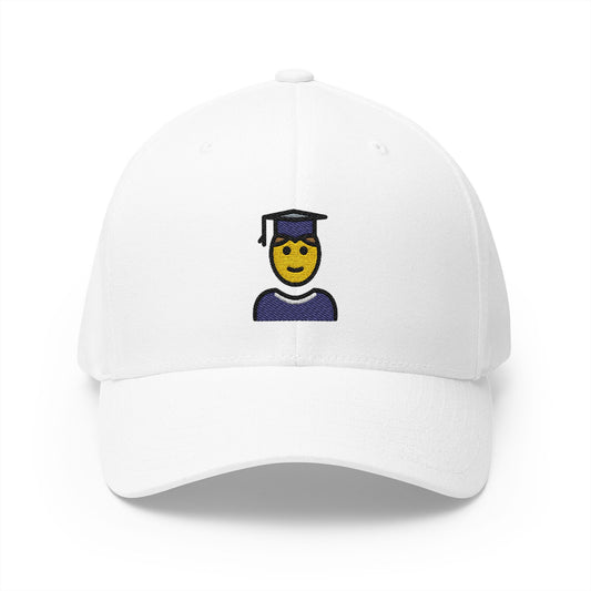 Man Student Emoji White Cap – Premium by Capmoji