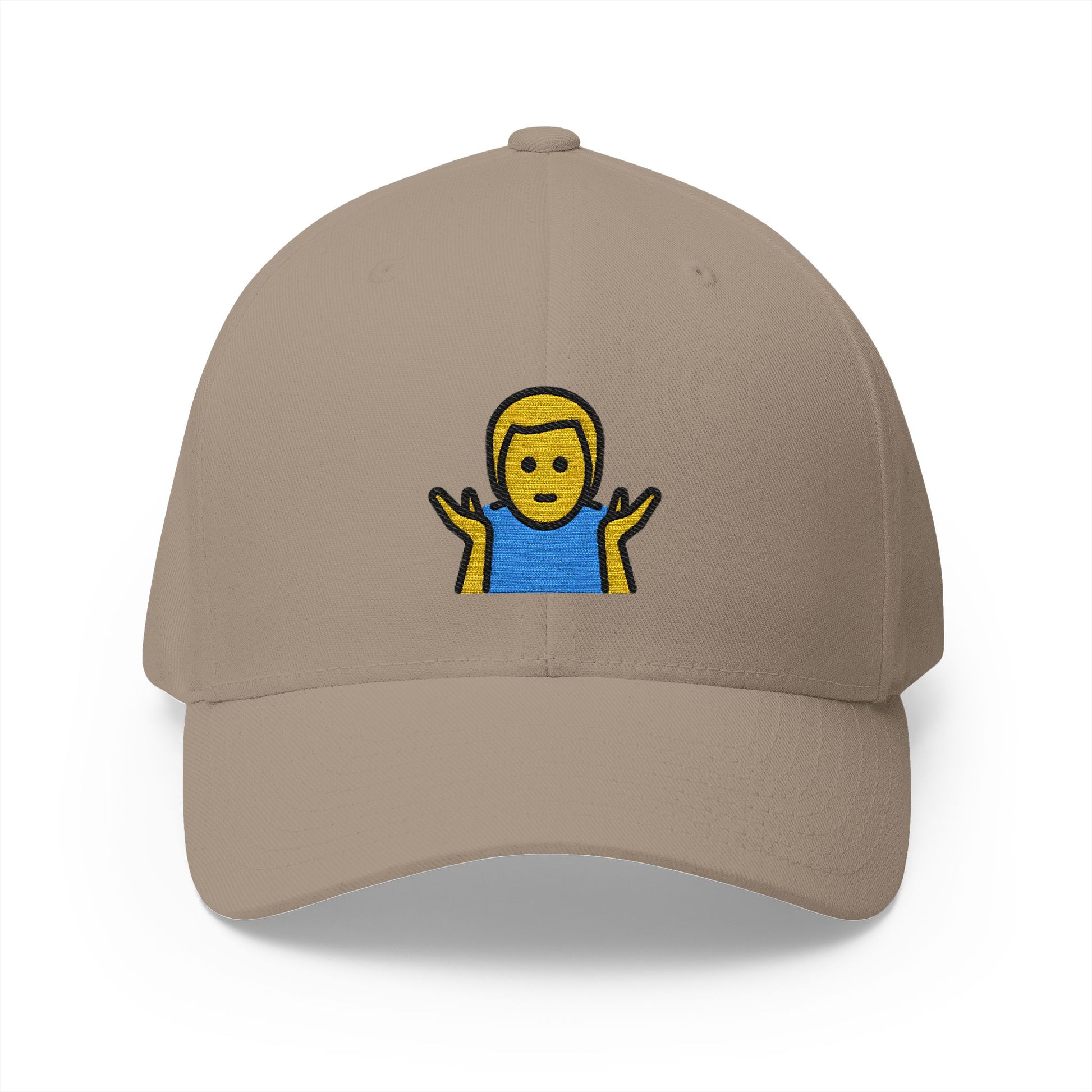 Man Shrugging Emoji Khaki Cap – Premium by Capmoji