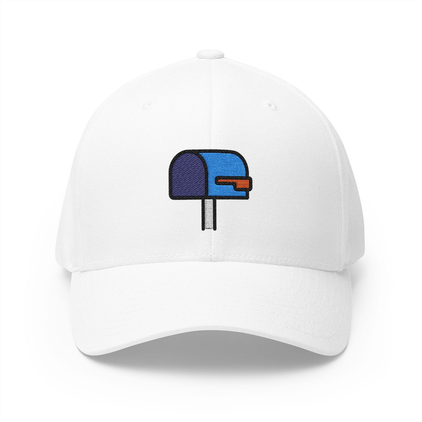 Open Mailbox With Lowered Flag Emoji White Cap – Premium by Capmoji