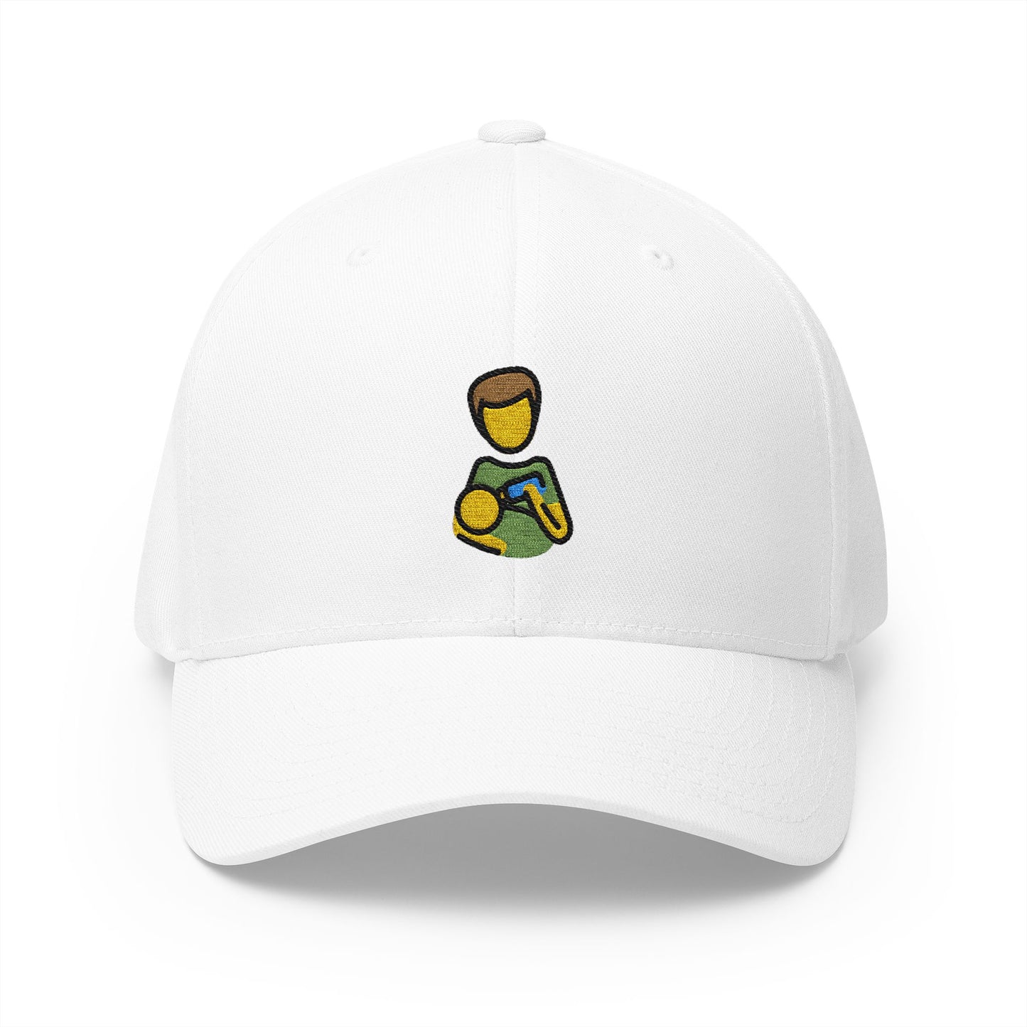 Man Feeding Baby Emoji White Cap – Premium by Capmoji