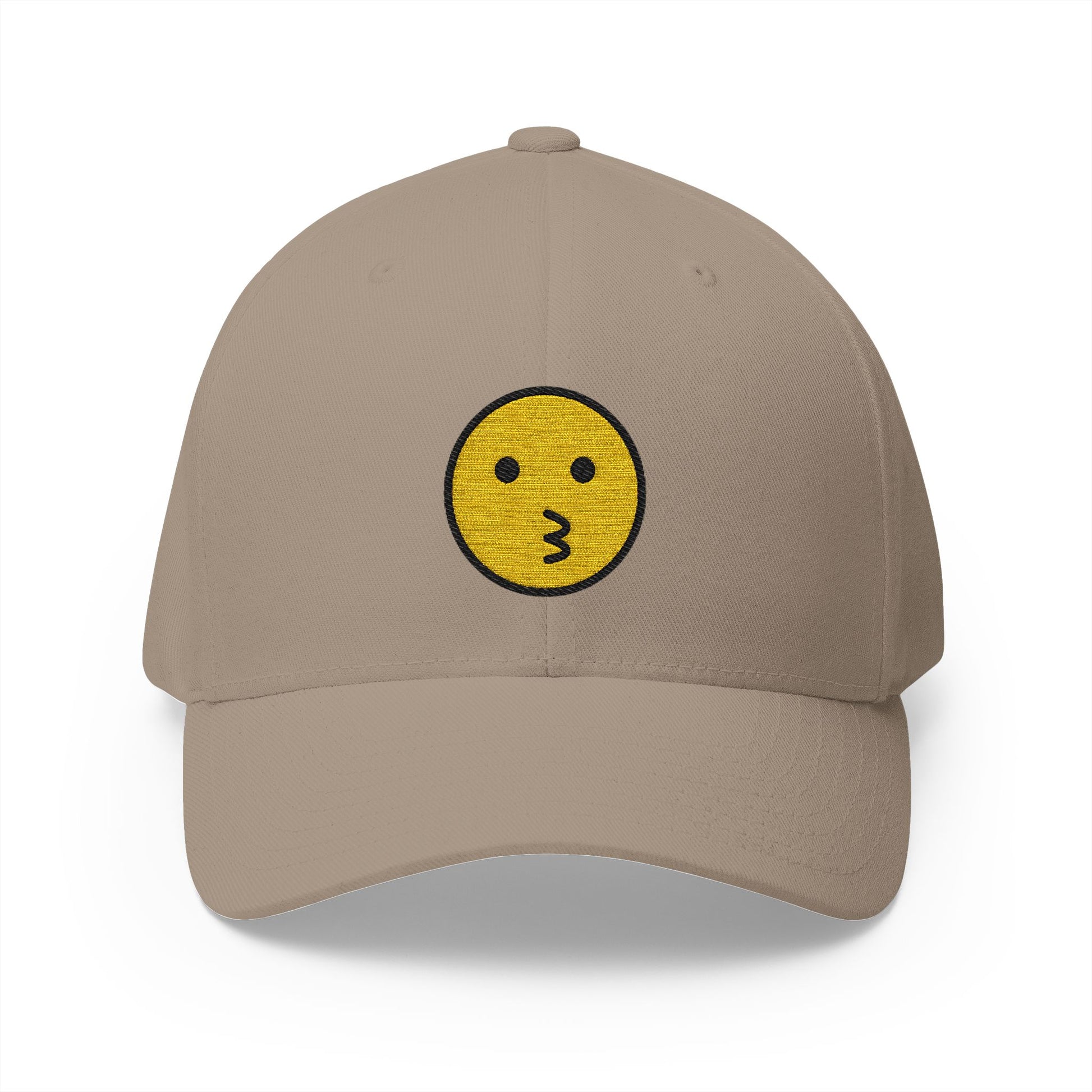 Kissing Face Emoji Khaki Cap – Premium by Capmoji