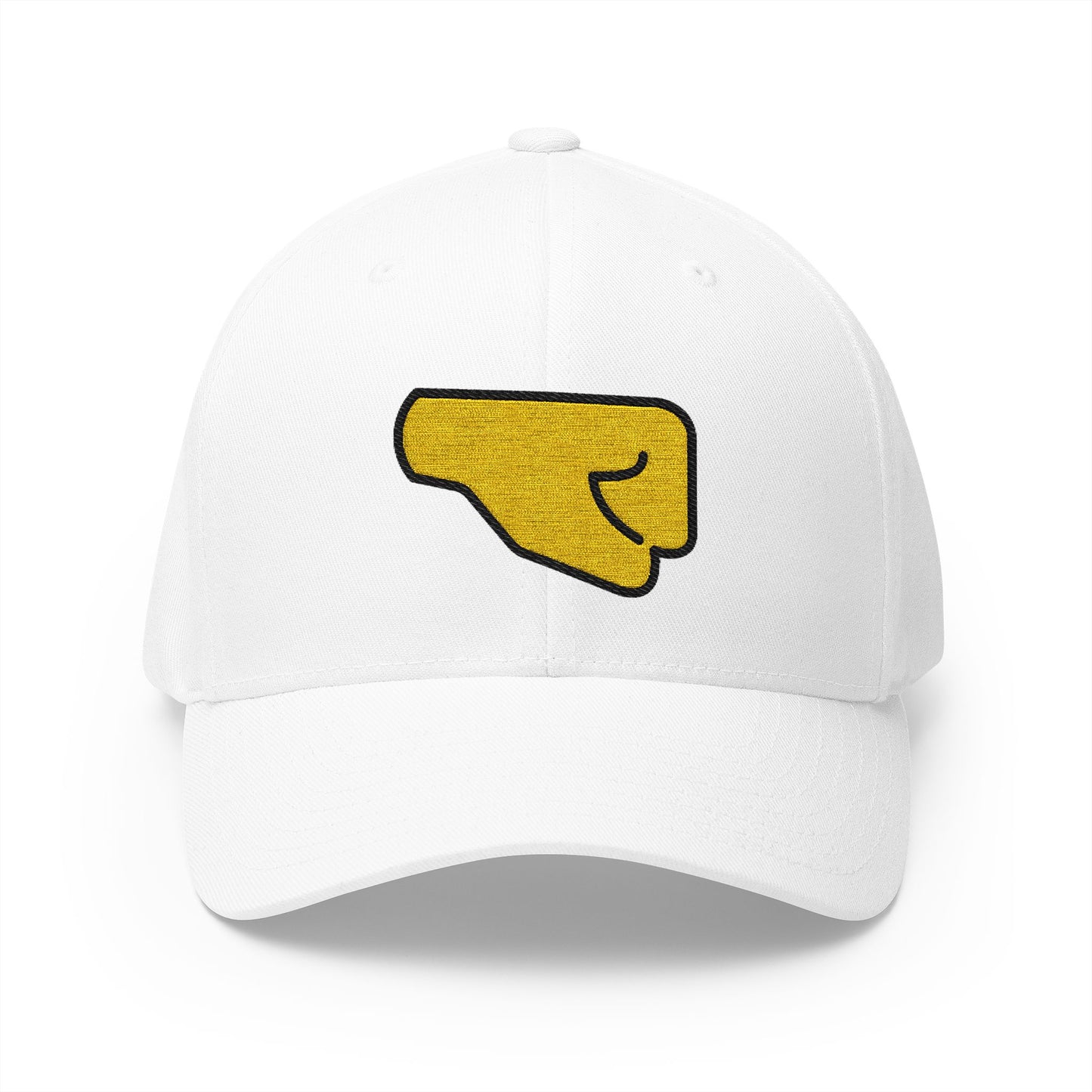 Right-Facing Fist Emoji White Cap – Premium by Capmoji
