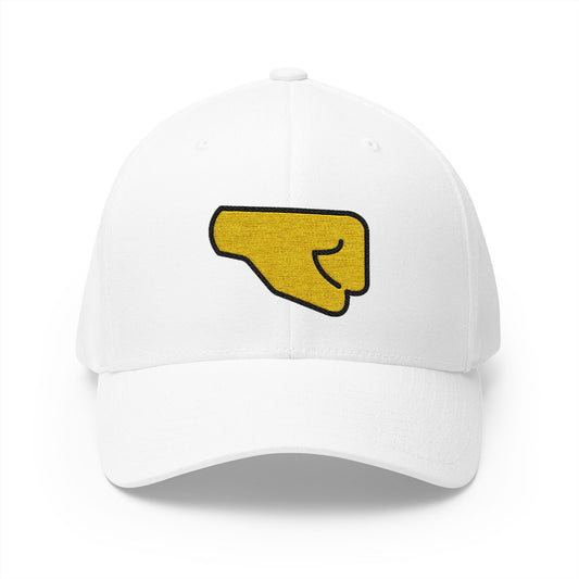 Right-Facing Fist Emoji White Cap – Premium by Capmoji