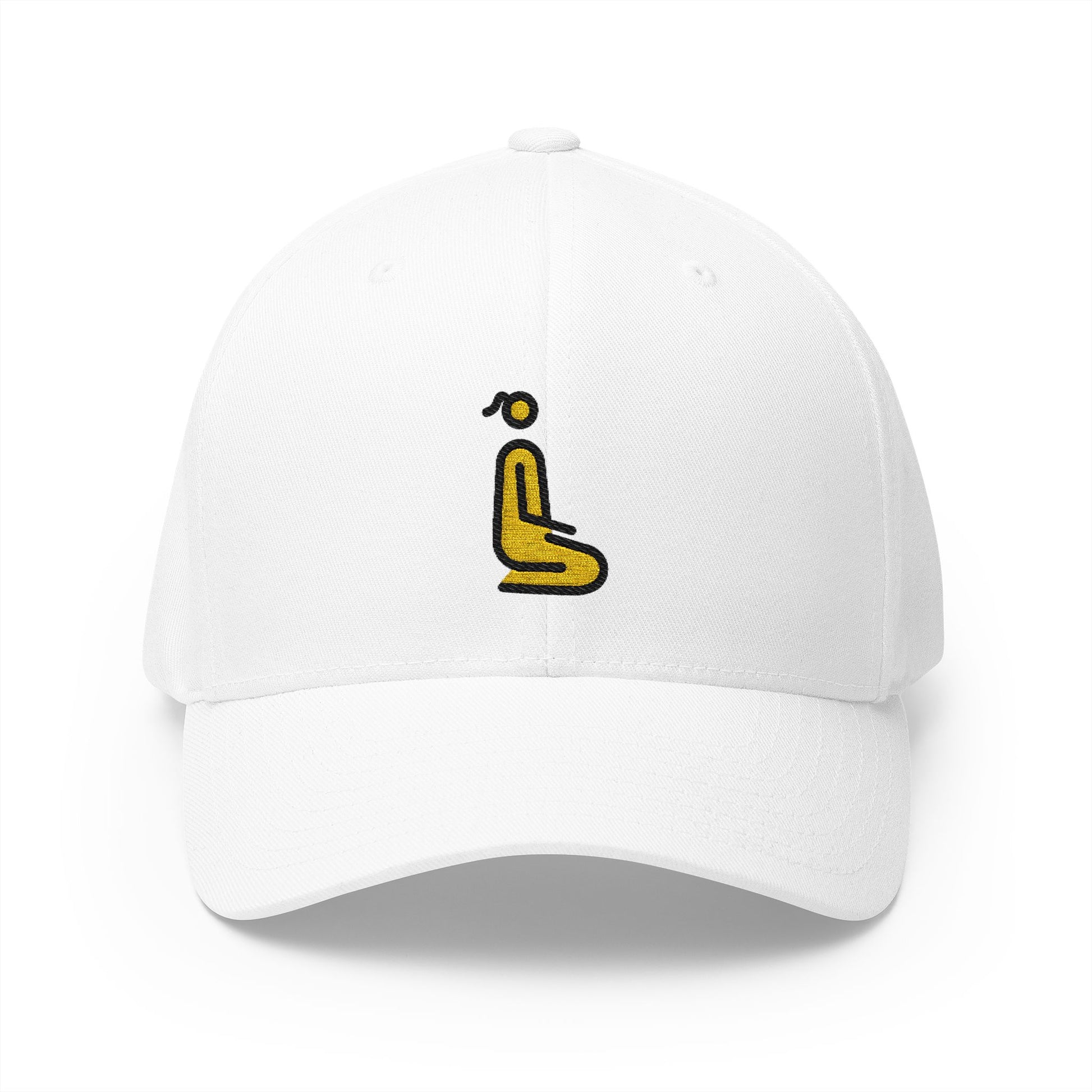 Woman Kneeling: Facing Right Emoji White Cap – Premium by Capmoji