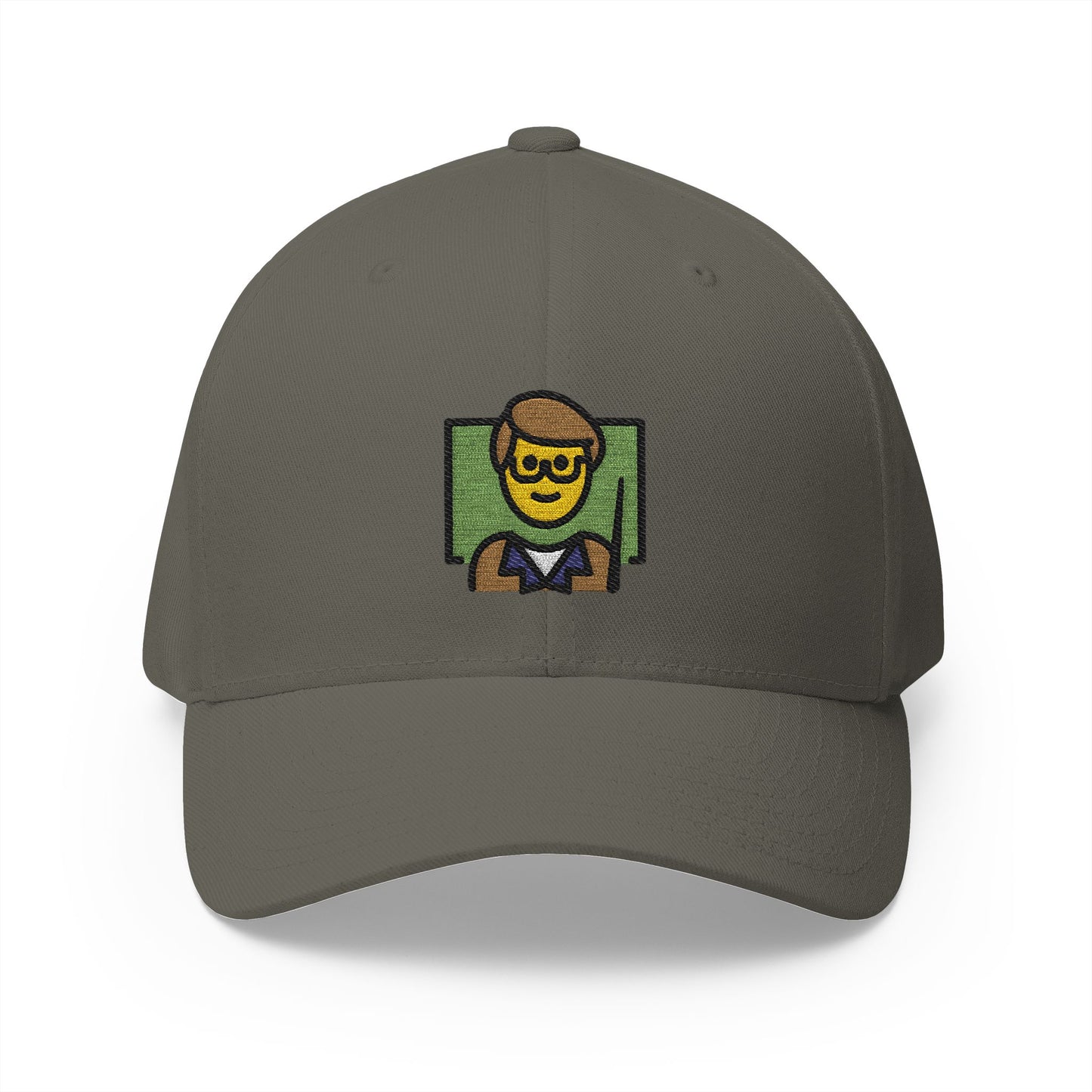 Man Teacher Emoji Olive Cap – Premium by Capmoji