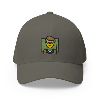 Man Teacher Emoji Olive Cap – Premium by Capmoji