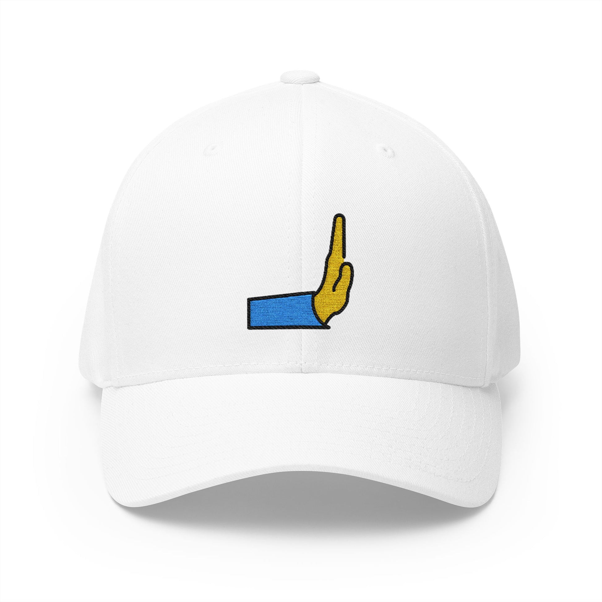 Rightwards Pushing Hand Emoji White Cap – Premium by Capmoji