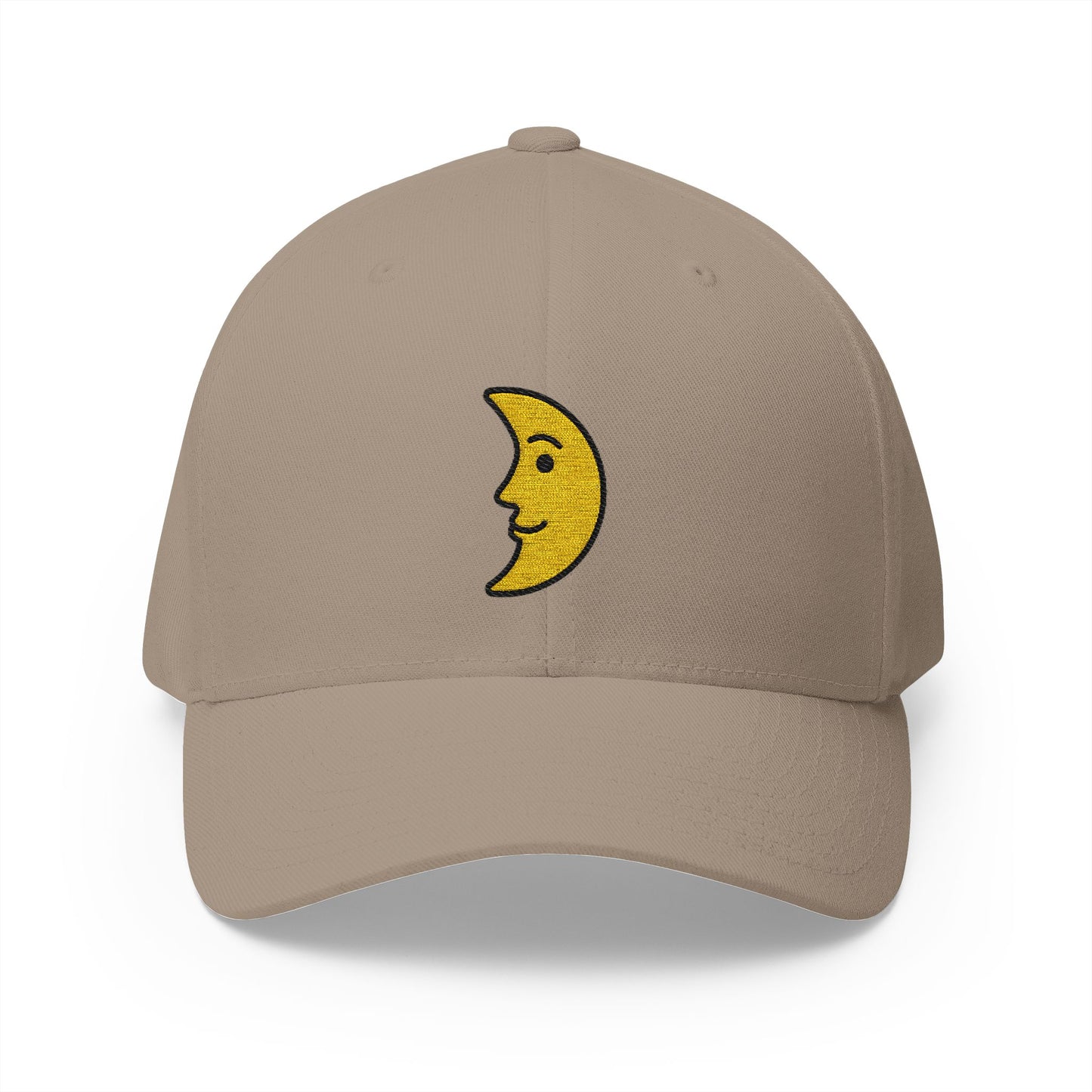 First Quarter Moon Face Emoji Khaki Cap – Premium by Capmoji