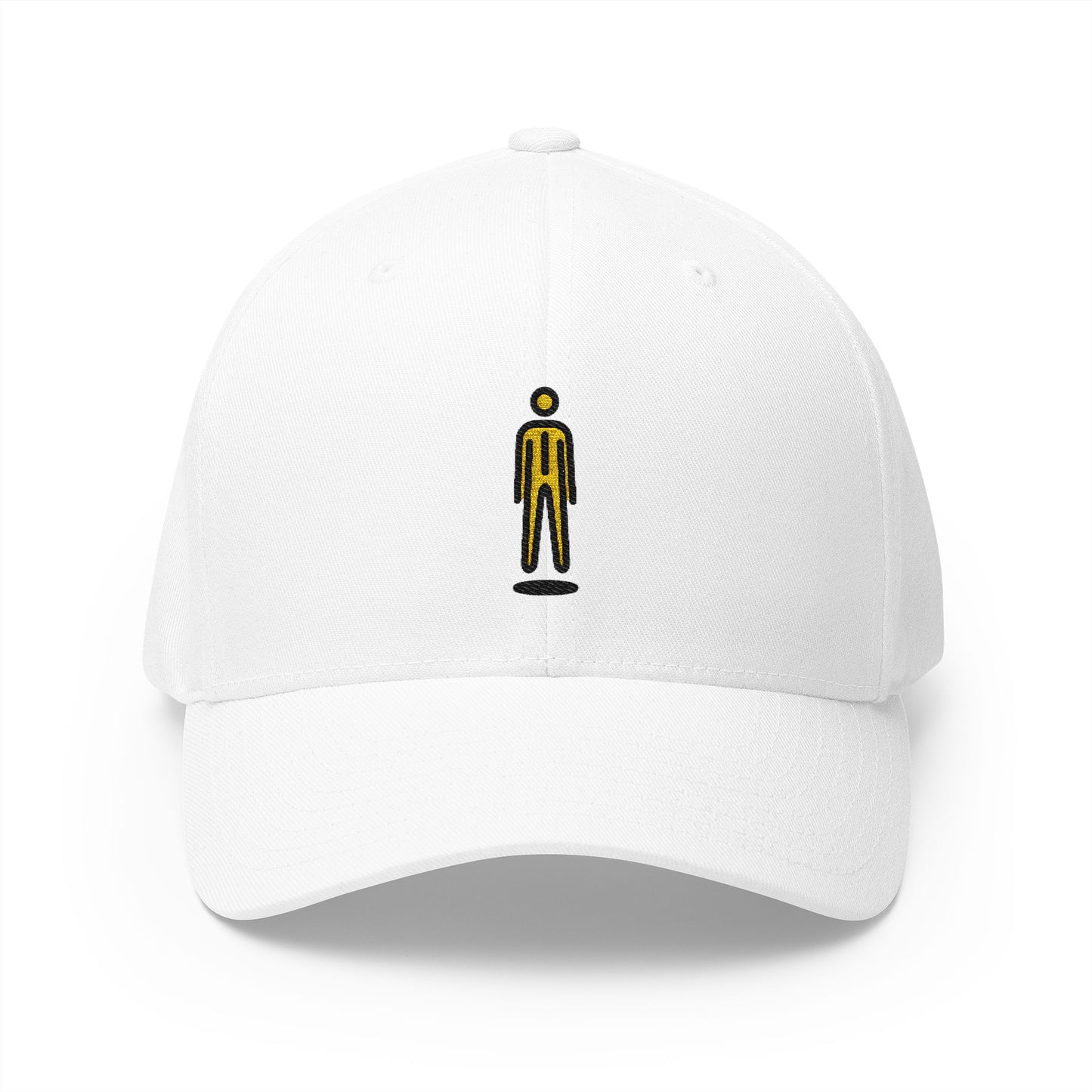 Person In Suit Levitating Emoji White Cap – Premium by Capmoji