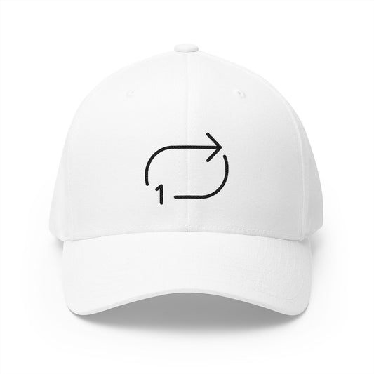 Repeat Single Button Emoji White Cap – Premium by Capmoji