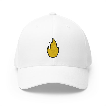 Fire Emoji White Cap – Premium by Capmoji