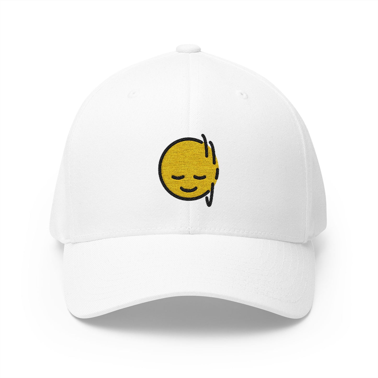 Head Shaking Vertically Emoji White Cap – Premium by Capmoji