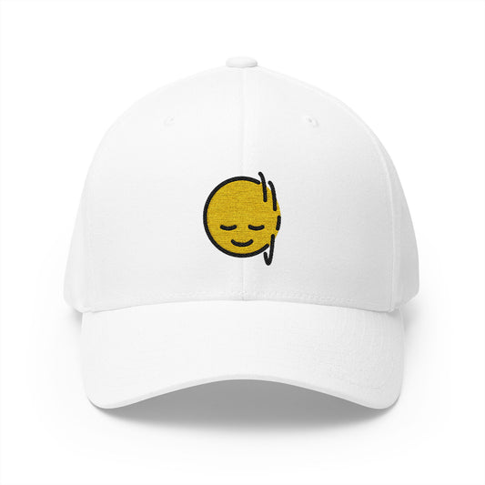 Head Shaking Vertically Emoji White Cap – Premium by Capmoji