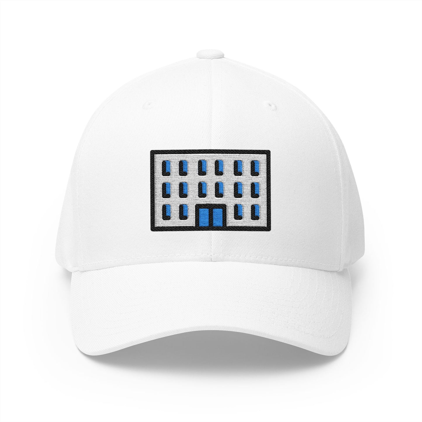 Office Building Emoji White Cap – Premium by Capmoji
