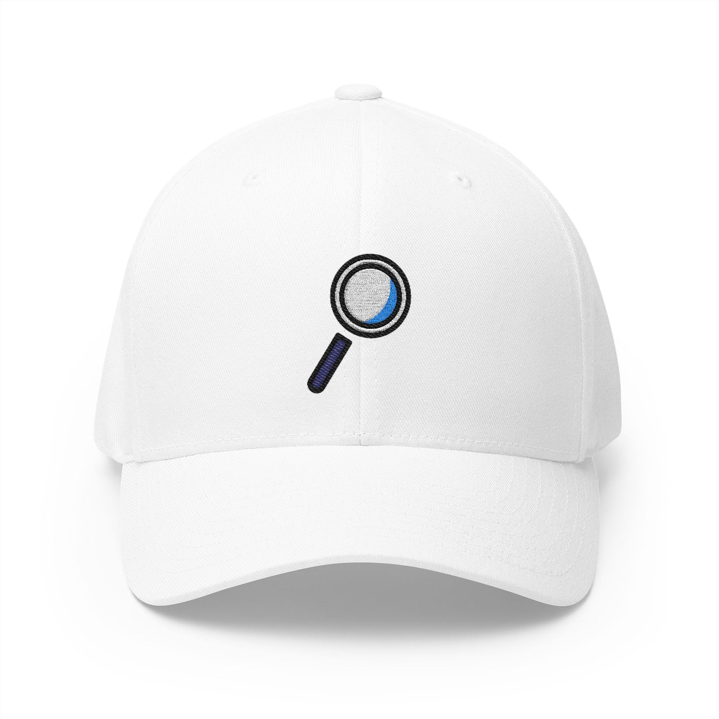 Magnifying Glass Tilted Right Emoji White Cap – Premium by Capmoji