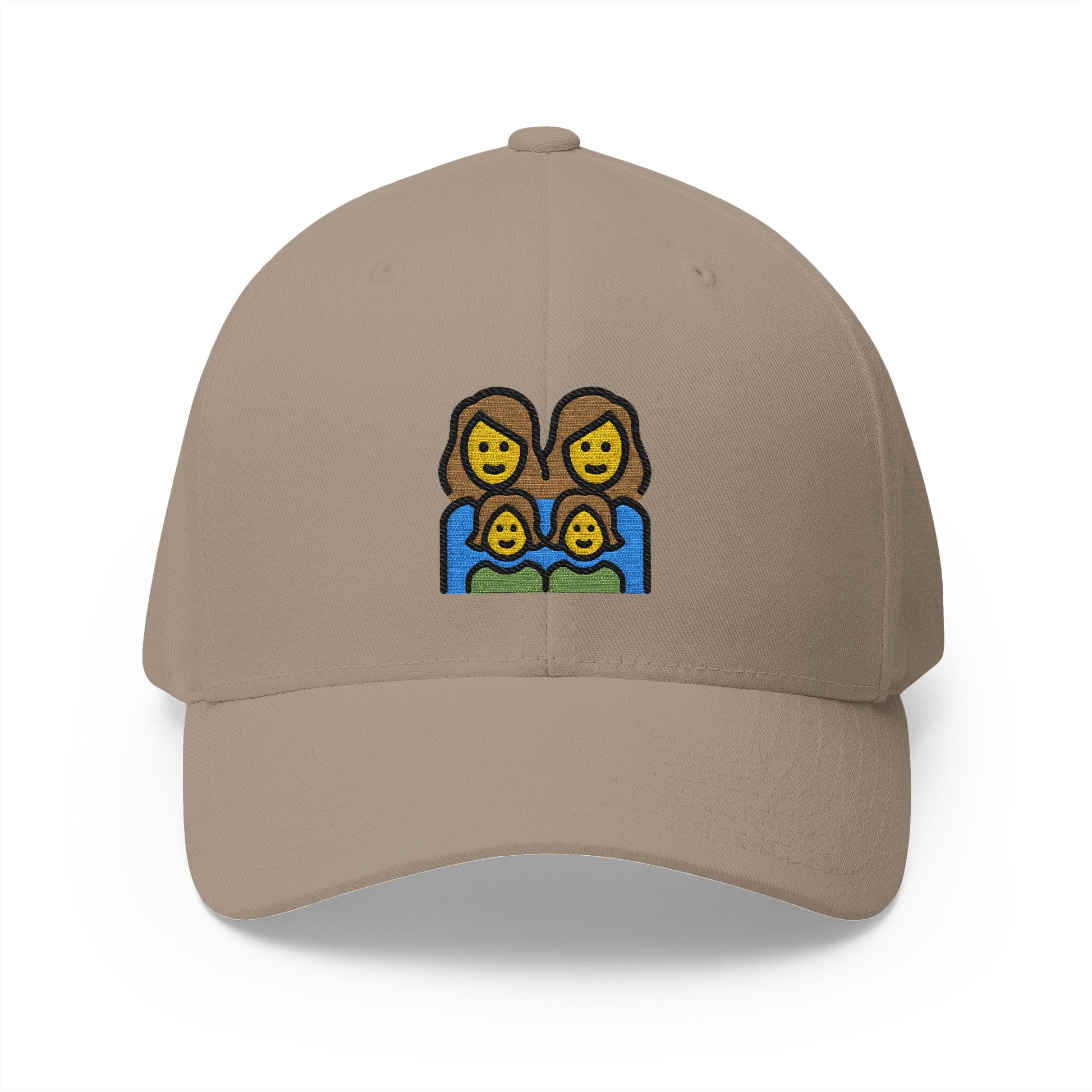 Family: Woman, Woman, Girl, Girl Emoji Khaki Cap – Premium by Capmoji