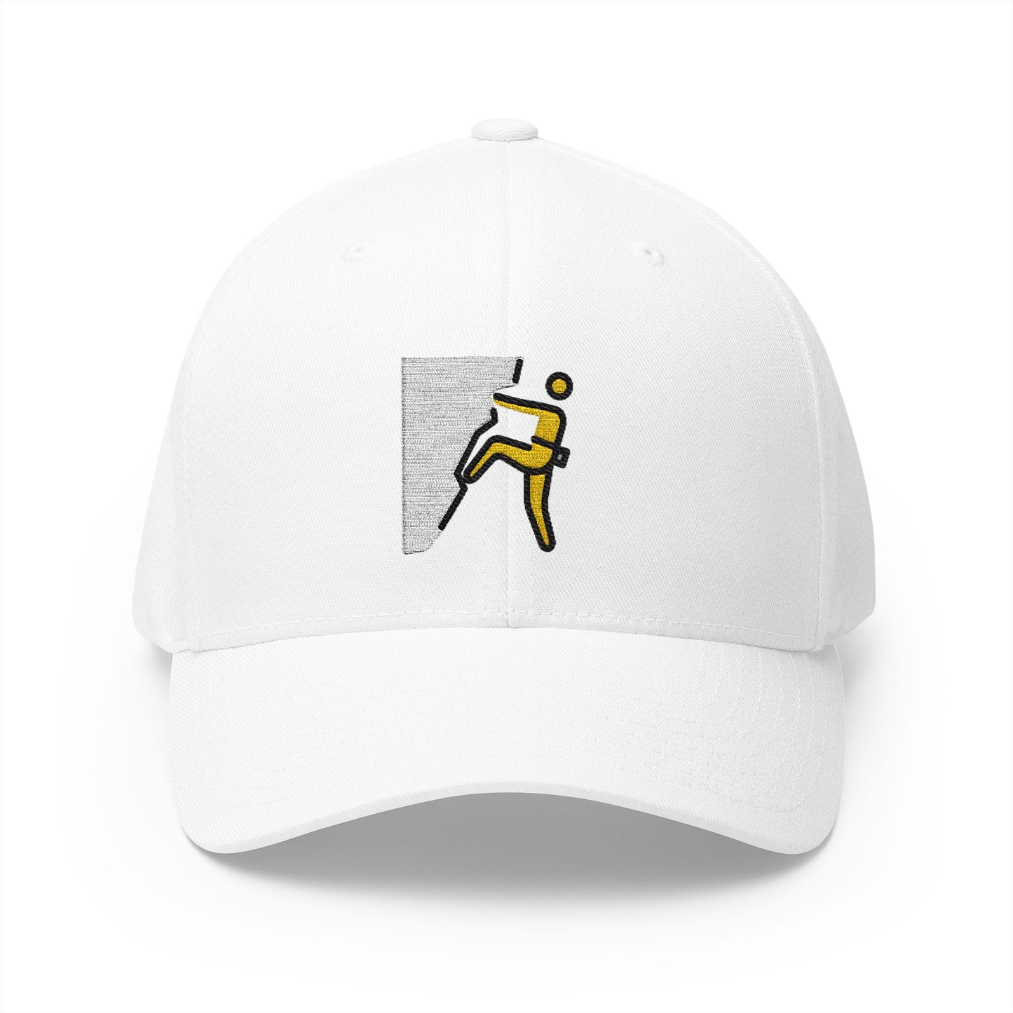 Man Climbing Emoji White Cap – Premium by Capmoji
