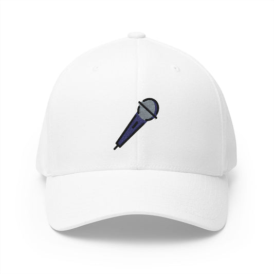Microphone Emoji White Cap – Premium by Capmoji