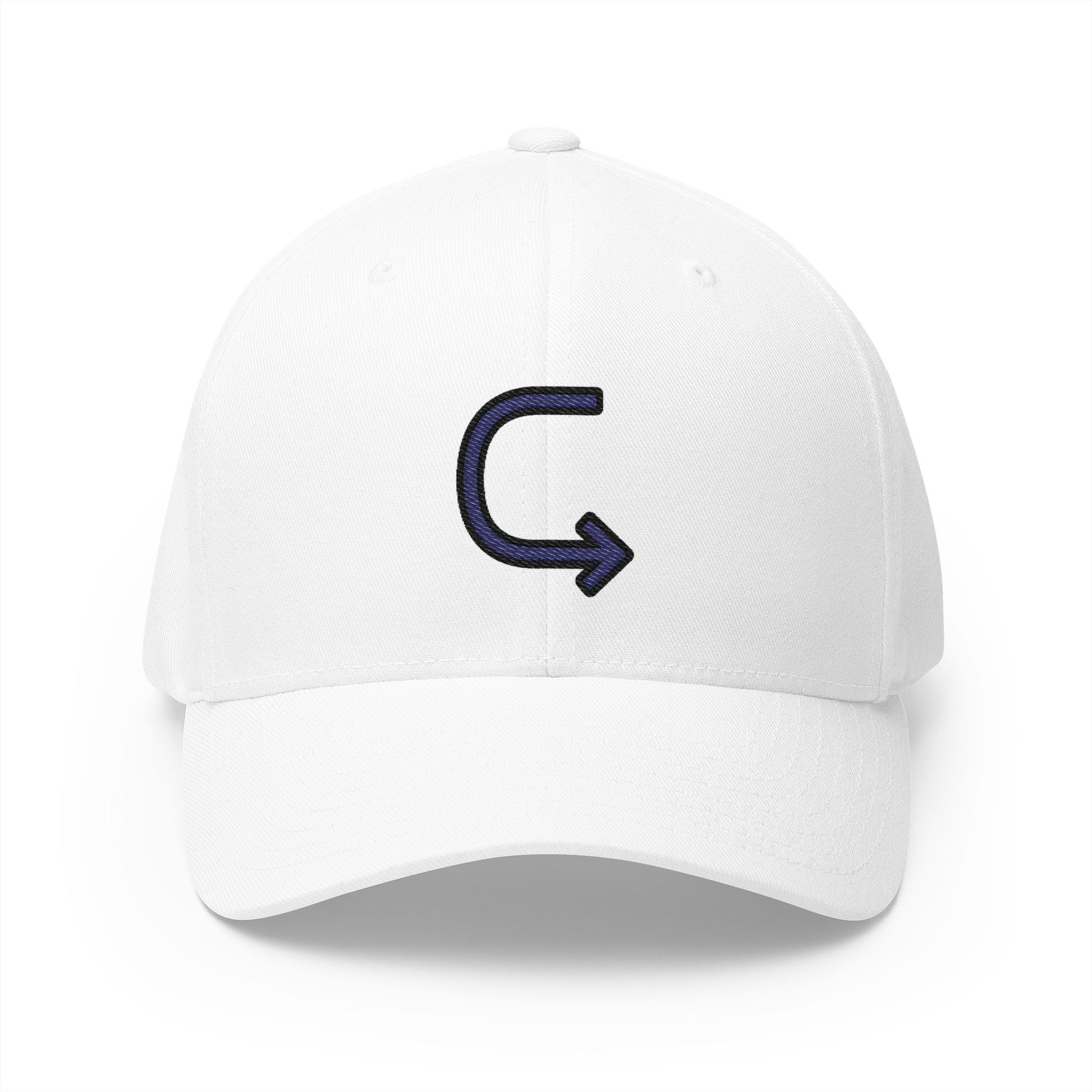Left Arrow Curving Right Emoji White Cap – Premium by Capmoji