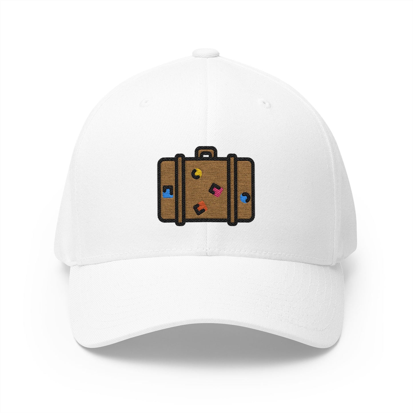 Luggage Emoji White Cap – Premium by Capmoji