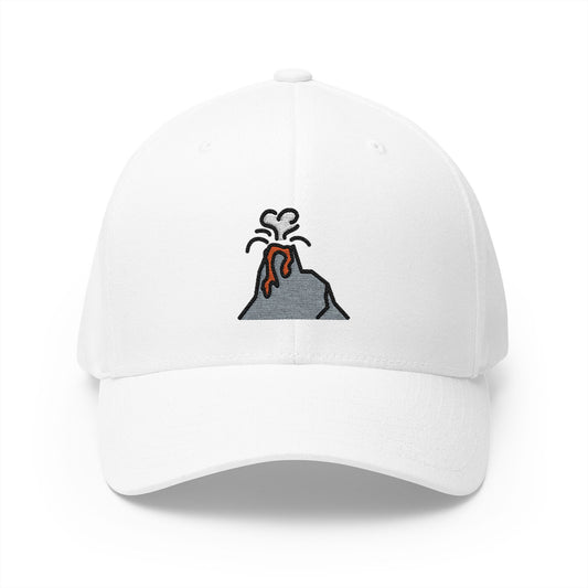 Volcano Emoji White Cap – Premium by Capmoji